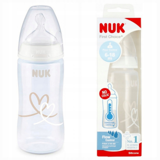 NUK Fľaša s indikátorom teploty 300 ml 6-18m First Choice+ biela 10741103